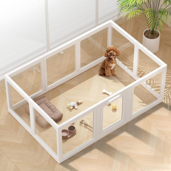 40ae134cfe55c3f92aa83e4dd5b3a82c6811f1fb33a66976152843950e7a712a.jpg Clear Acrylic Dog Playpen Indoor