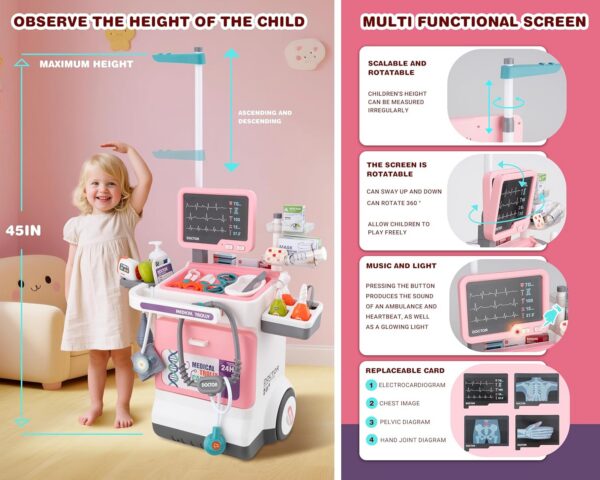 44-13.jpg Deluxe Pretend Play Electric Medical Cart Simulated Medicine Injection Carry Bag Toddlers Doctor Toy Set