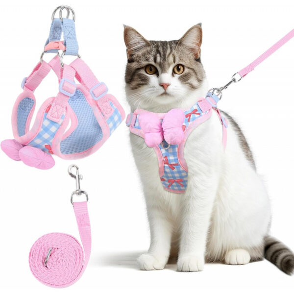48599406fda53f38cd2ed7dc8ae05c7d735c13a30d147c5703da16ae36e7be96.jpg Cat Harness and Leash Set for Walking Escape Proof