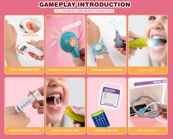 55-12.jpg Deluxe Pretend Play Electric Medical Cart Simulated Medicine Injection Carry Bag Toddlers Doctor Toy Set
