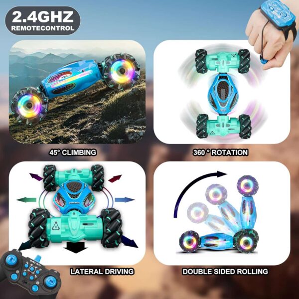 55-4-1.jpg 1:18 Scale 4wd Transform Off Road 360 Flips Rotating LED Lights Music Kids Gift Hand Gesture Sensing RC Stunt Car