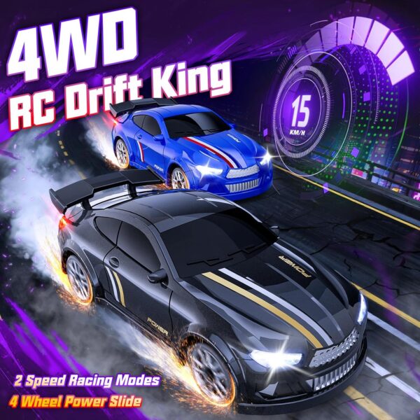 55-4.jpg 1/64 Scale 4WD High Speed LED Lights 2.4GHz Proportional 2-Speed Stunt Adults Kids Remote Control Mini Drift RC Car