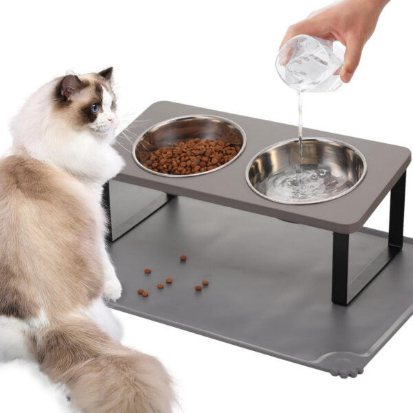 5f6a3603137416d93139a2f108afd80df5264c9d24513ec1f17cc2a12732cc87.jpg Upgraded Elevated Cat Bowls with Food Mat