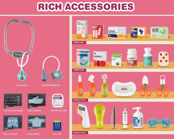 66-13-600x480-1.jpg Deluxe Pretend Play Electric Medical Cart Simulated Medicine Injection Carry Bag Toddlers Doctor Toy Set