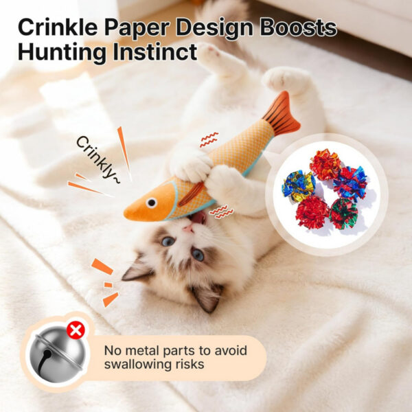 Cat Toys Saury Fish, 3 Pack, Catnip Crinkle Sound