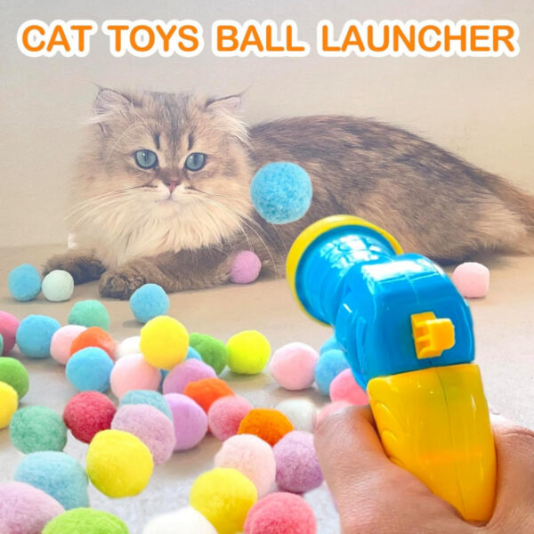 31Pcs Cat Ball Toy Launcher Gun, Cat Balls Fetch Toy
