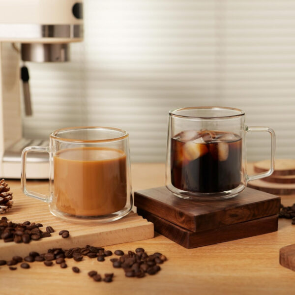15oz Double Walled Glass Coffee Mugs