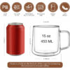 15oz Double Walled Glass Coffee Mugs