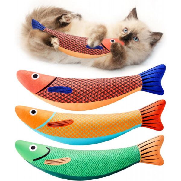 Cat Toys Saury Fish, 3 Pack, Catnip Crinkle Sound