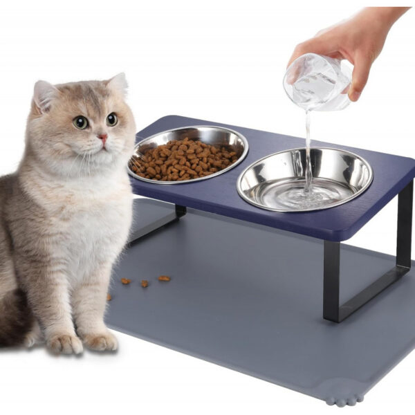 78ab4225da8a167eb9f3bb069e61316ca2d35b70522bc0cb7228b10f15d19d24.jpg Upgraded Elevated Cat Bowls with Food Mat