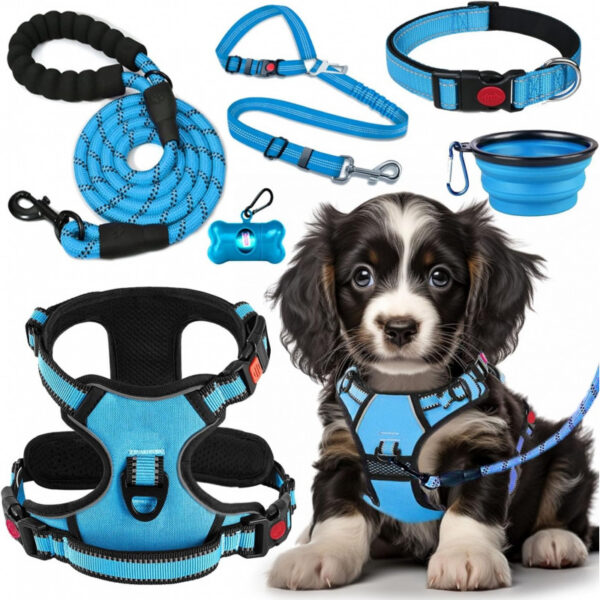 No Pull Dog Harness, Collar & Leash Set| Includes Dog Seat Belt