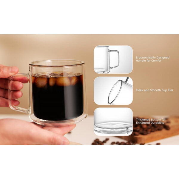 15oz Double Walled Glass Coffee Mugs