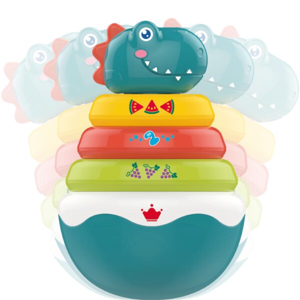 ABS-Plastic-Dinosaur-01-600x600-1.jpg Animal Shape Baby Educational Toys Tumbler Rainbow Ring Box Big Roly Poly Rock Dinosaur Tumbler Toy