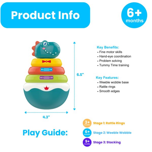 ABS-Plastic-Dinosaur-02.jpg Animal Shape Baby Educational Toys Tumbler Rainbow Ring Box Big Roly Poly Rock Dinosaur Tumbler Toy