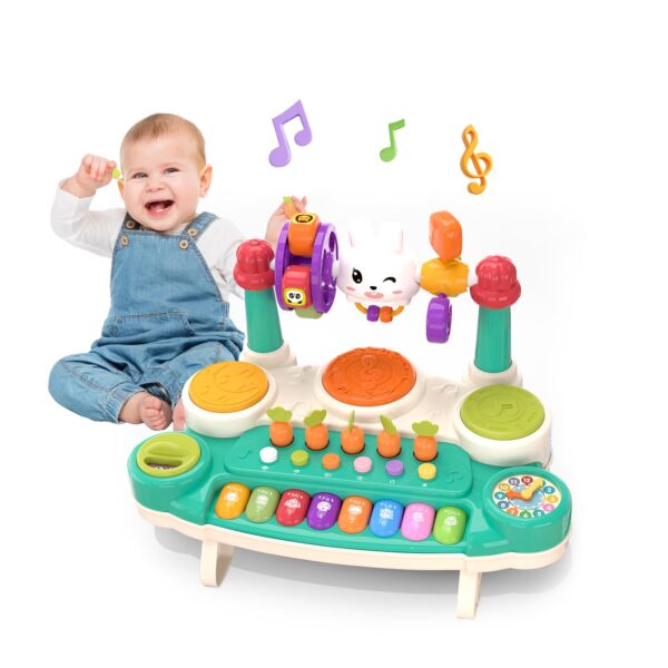 Version 1.0.0 20-in-1 Musical Rabbit Piano Toy Early Education Instrument Plastic Animal Sound Electronic Piano Toy