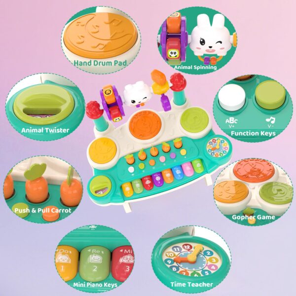 Version 1.0.0 20-in-1 Musical Rabbit Piano Toy Early Education Instrument Plastic Animal Sound Electronic Piano Toy