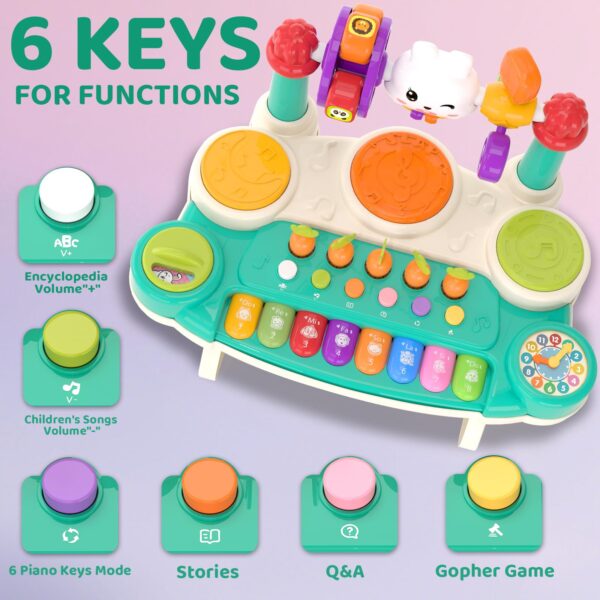 Version 1.0.0 20-in-1 Musical Rabbit Piano Toy Early Education Instrument Plastic Animal Sound Electronic Piano Toy