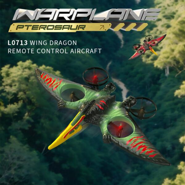 Green-1-Battery-03.jpg 2.4G RC Induction Pterodactyl Netflix Toys Quadcopter Fixed Wing Flyer Toys Pterosaur Remote-controlled Aircraft Toys
