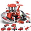 Version 1.0.0 Fire Station Toys Building Block Set Diecast Garage Track Alloy Metal Design Parking Lot Game Plastic Toy