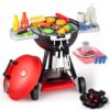 34 Pcs BBQ Play Grill Kitchen Toy Set Barbecue Cooking Play Set With Realistic Light Sound for Kid