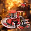 Version 1.0.0 Fire Station Toys Building Block Set Diecast Garage Track Alloy Metal Design Parking Lot Game Plastic Toy