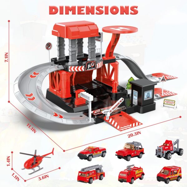 Version 1.0.0 Fire Station Toys Building Block Set Diecast Garage Track Alloy Metal Design Parking Lot Game Plastic Toy