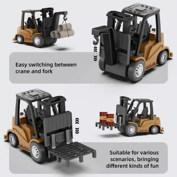 Main-05-2-600x600.jpg.webp 2 in 1 Transformable Lift Fork & Hook Mini RC Construction Vehicles Rechargeable 1/64 Mini Rc Forklift Truck