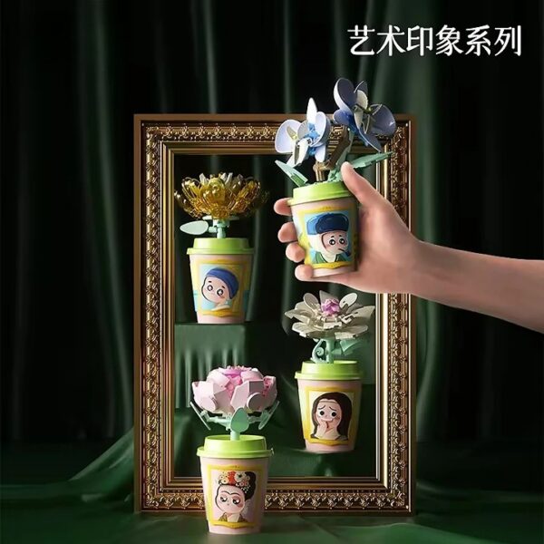 New Arrival Plant Series Educational Building Block Tiny Set 12 Styles Cup Plant Decoration Versatile Cup Flower Block Set
