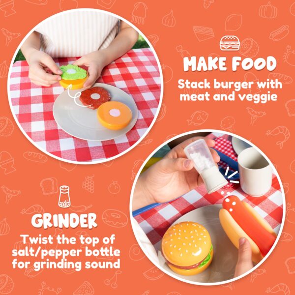 34 Pcs BBQ Play Grill Kitchen Toy Set Barbecue Cooking Play Set With Realistic Light Sound for Kid