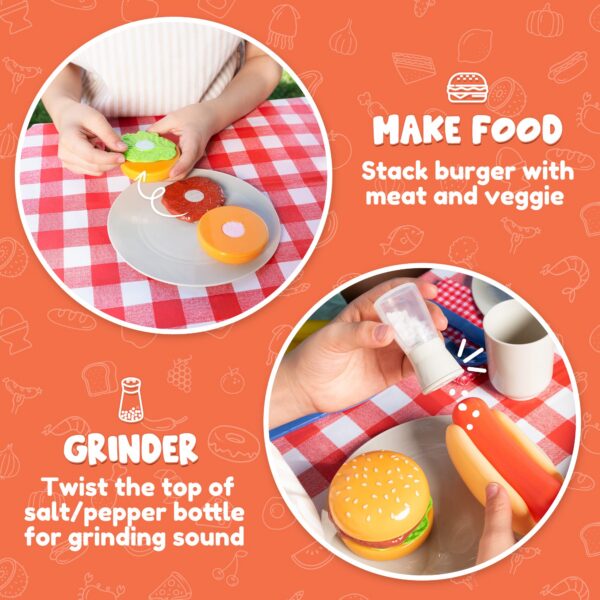 34 Pcs BBQ Play Grill Kitchen Toy Set Barbecue Cooking Play Set With Realistic Light Sound for Kid