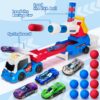 Version 1.0.0 2 in 1Shooting Game Toy Guns Soft Balls Cannonballs Transport Semi Shooting Truck Toy Car with 2 Mini Racing Cars