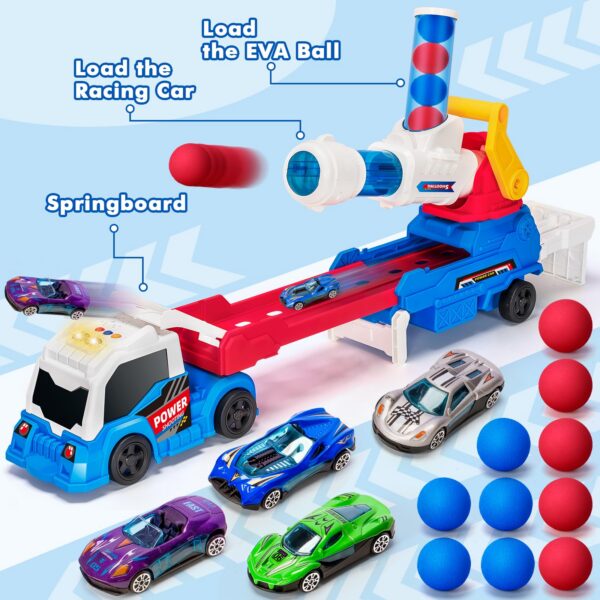 Version 1.0.0 2 in 1Shooting Game Toy Guns Soft Balls Cannonballs Transport Semi Shooting Truck Toy Car with 2 Mini Racing Cars