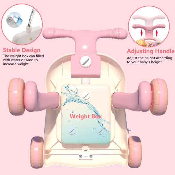 Pink-07.jpg Multifunctional Baby Learning Walker Infant Push Stroller Car Activity Center 3 in 1 Baby Walker
