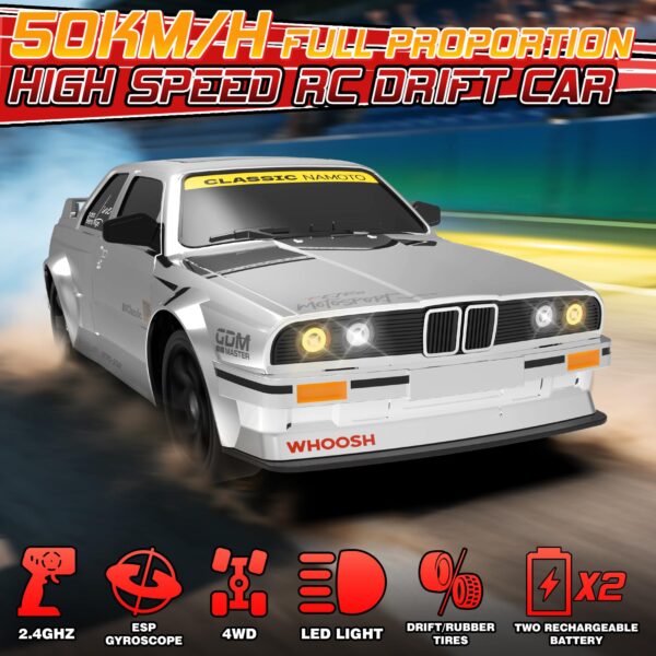 White-04-1-600x600-1.jpg 1:16 4WD 2.4GHz 50km/H High Speed Remote Control Drift Car with Gyro