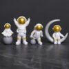 Blue White Astronaut Statues Set of 4