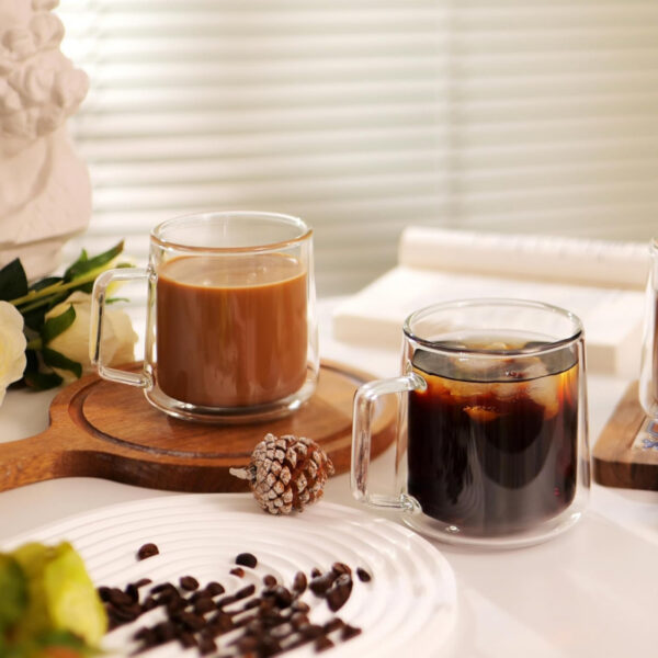 15oz Double Walled Glass Coffee Mugs