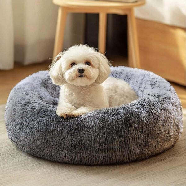 cb83ccd28b161305cb03d381c6d364d84c0028719735fcf1eb2bc98ba3526150.jpg Small Dog Bed, Calming Soft Anti-Anxiety Donut Cat Bed