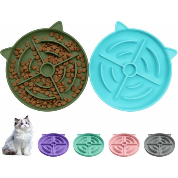 d01eaabf9bc4b6d27c93c78329bc072daa87955aaf17070f82c545c76b068443.jpg 2 Pcs Silicone Slow Feeder Cat Bowl