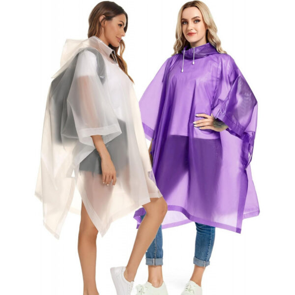 2 Pack Rain Ponchos for Adults Reusable