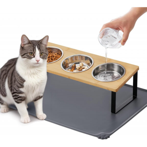 e3608c6230a693828d258b24081dd49f2275626e812ce0029844f83fe926abfb.jpg Upgraded Elevated Cat Bowls with Food Mat