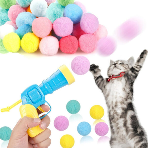 31Pcs Cat Ball Toy Launcher Gun, Cat Balls Fetch Toy