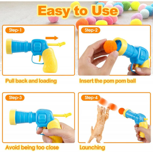 31Pcs Cat Ball Toy Launcher Gun, Cat Balls Fetch Toy