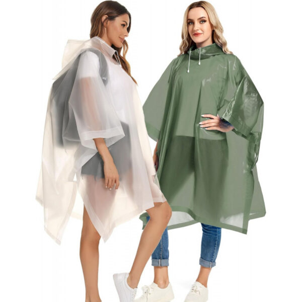2 Pack Rain Ponchos for Adults Reusable